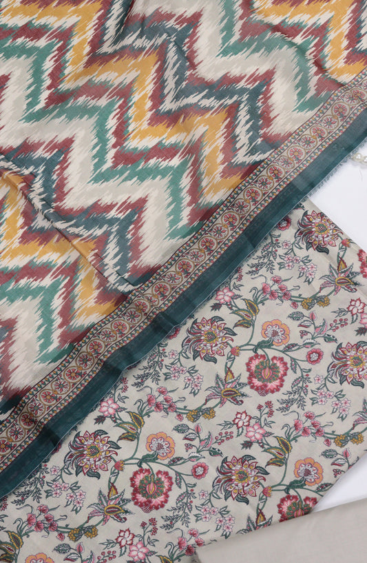 Bin Saeed Digital Printed Cotton Unstitched 3 Piece Suit - Design-B-10 - BS25DPR - Grey - Winter Collection