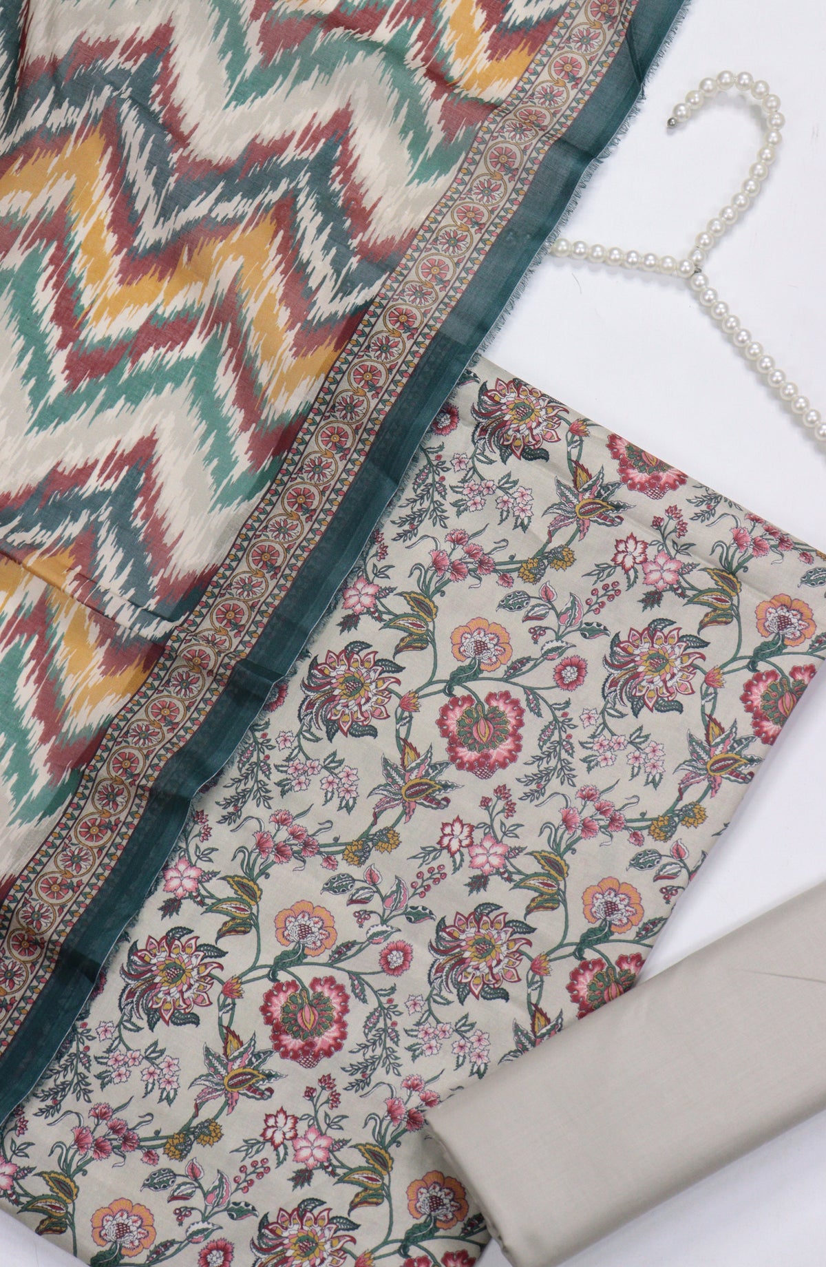 Bin Saeed Digital Printed Cotton Unstitched 3 Piece Suit - Design-B-10 - BS25DPR - Grey - Winter Collection