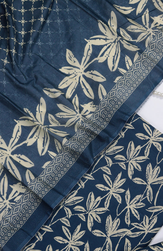 Bin Saeed Digital Printed Cotton Unstitched 3 Piece Suit - Design-B-06 - BS25DPR - Blue - Winter Collection