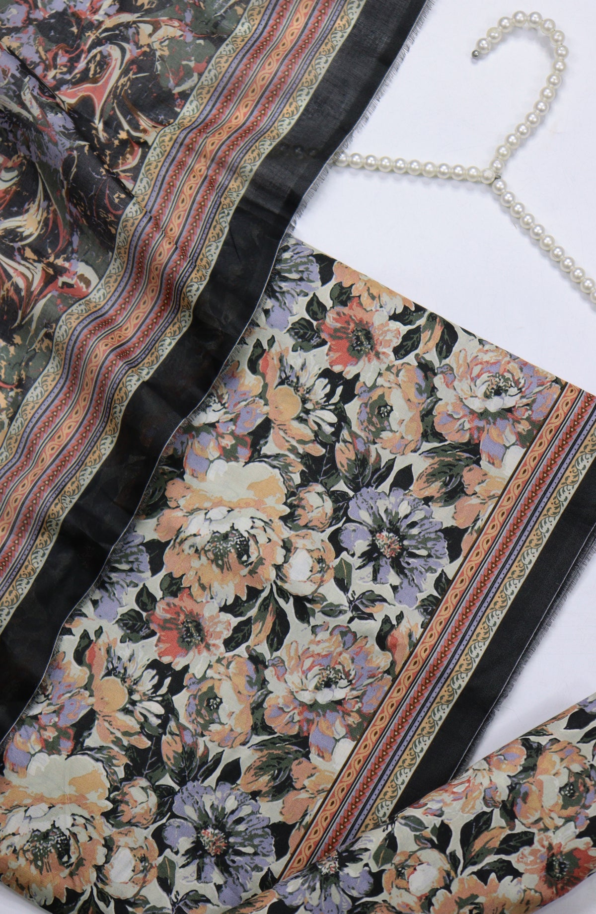 Bin Saeed Digital Printed Cotton Unstitched 3 Piece Suit - Design-09 - BS25DPR - Black - Mid Summer Collection