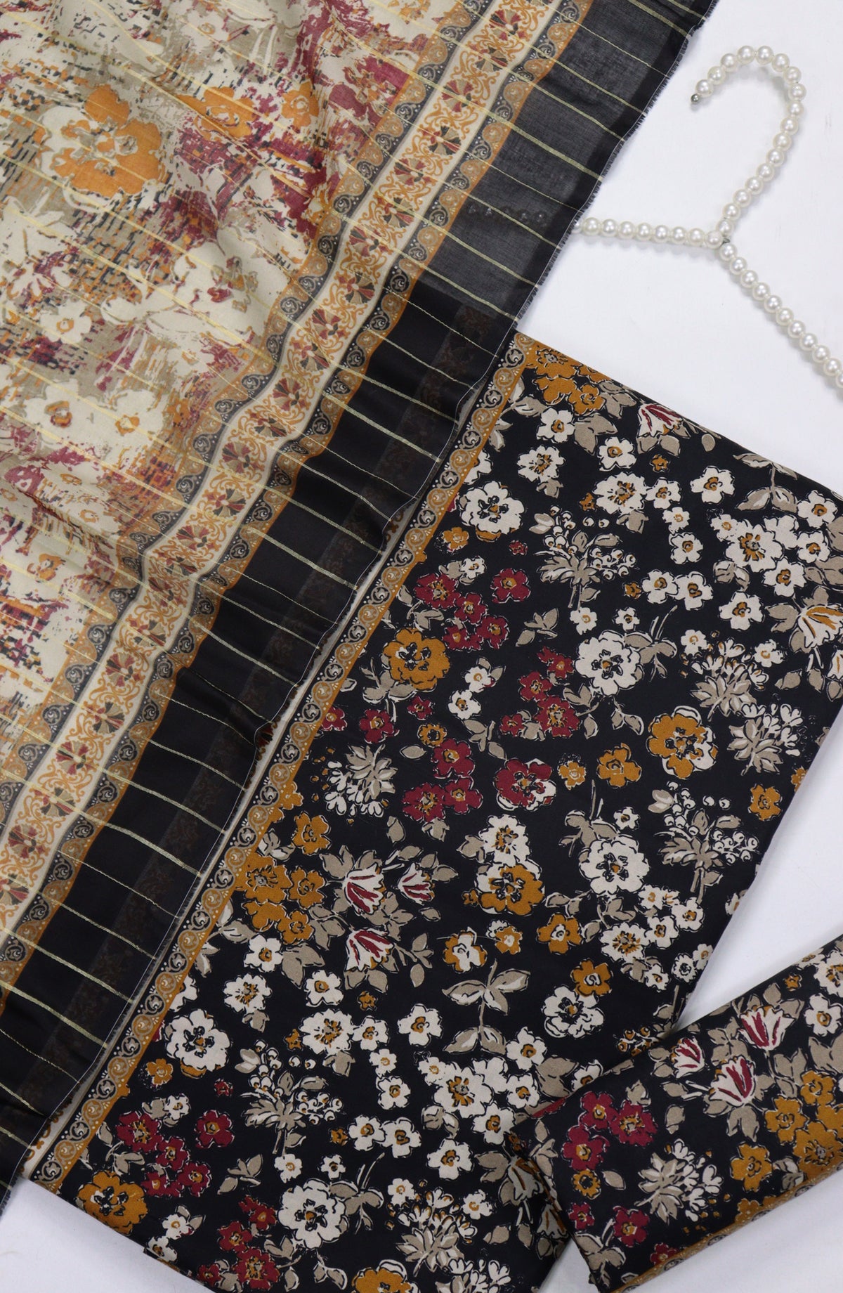 Bin Saeed Digital Printed Cotton Unstitched 3 Piece Suit - Design-B-05 - BS25DPR - Black - Winter Collection