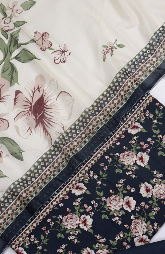 Bin Saeed Digital Printed Cotton Unstitched 3 Piece Suit - Design-B-04 - BS25DPR - Black - Winter Collection