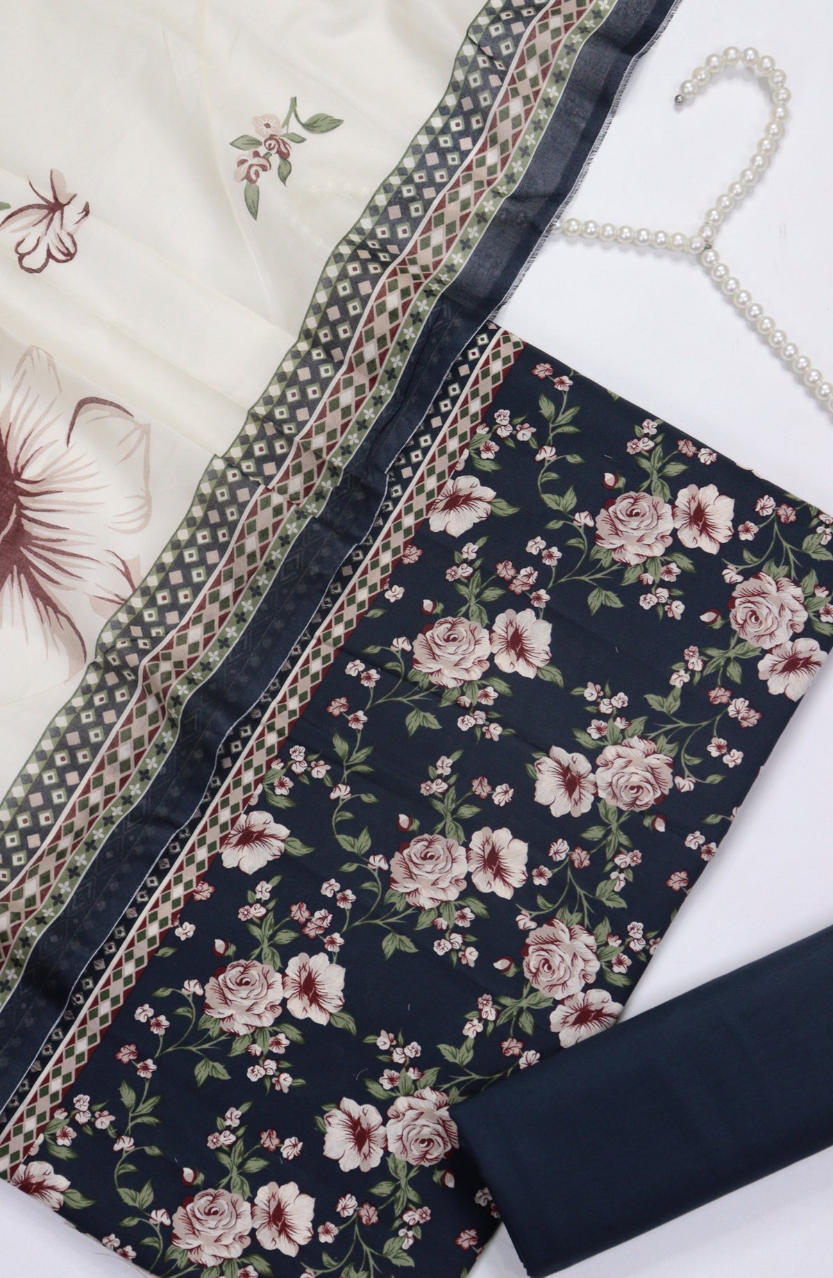 Bin Saeed Digital Printed Cotton Unstitched 3 Piece Suit - Design-B-04 - BS25DPR - Black - Winter Collection