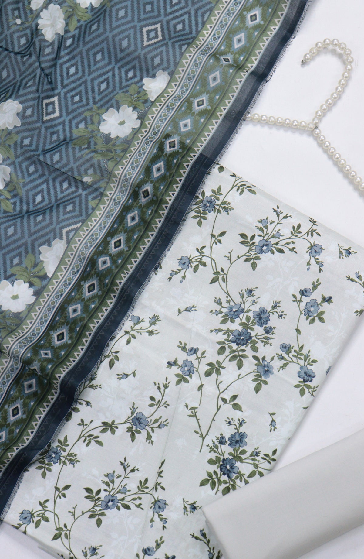 Bin Saeed Digital Printed Cotton Unstitched 3 Piece Suit - Design-B-02 - BS25DPR - Ice Blue - Winter Collection