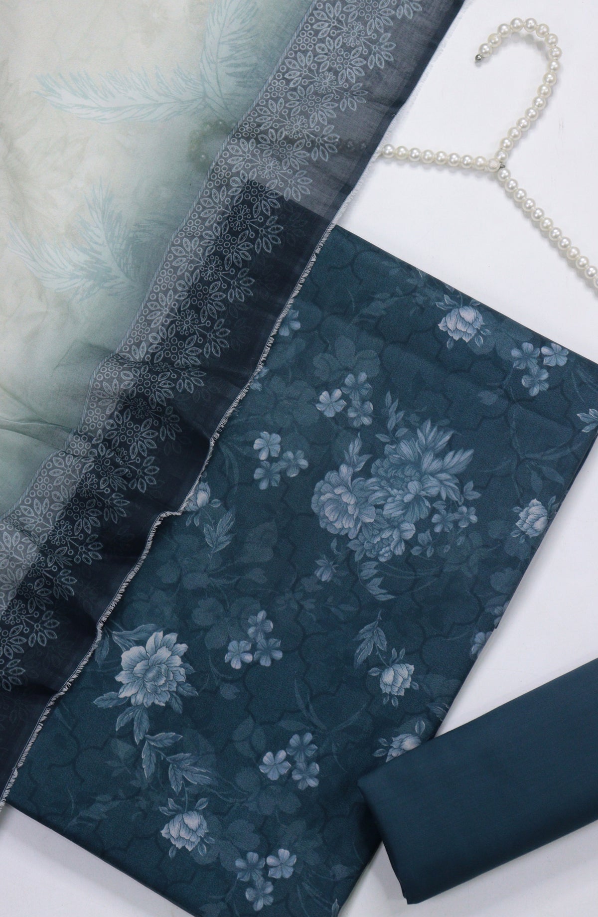 Bin Saeed Digital Printed Cotton Unstitched 3 Piece Suit - Design-B-01 - BS25DPR - Teal - Winter Collection