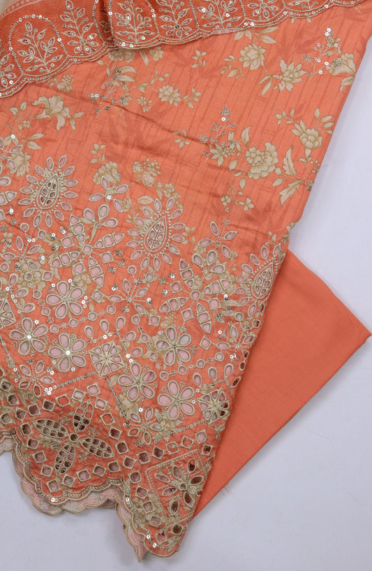 Bin Saeed Embroidered Cambric Unstitched 3 Piece Suit - Design-09 - BS25CMB - Orange - Summer Collection