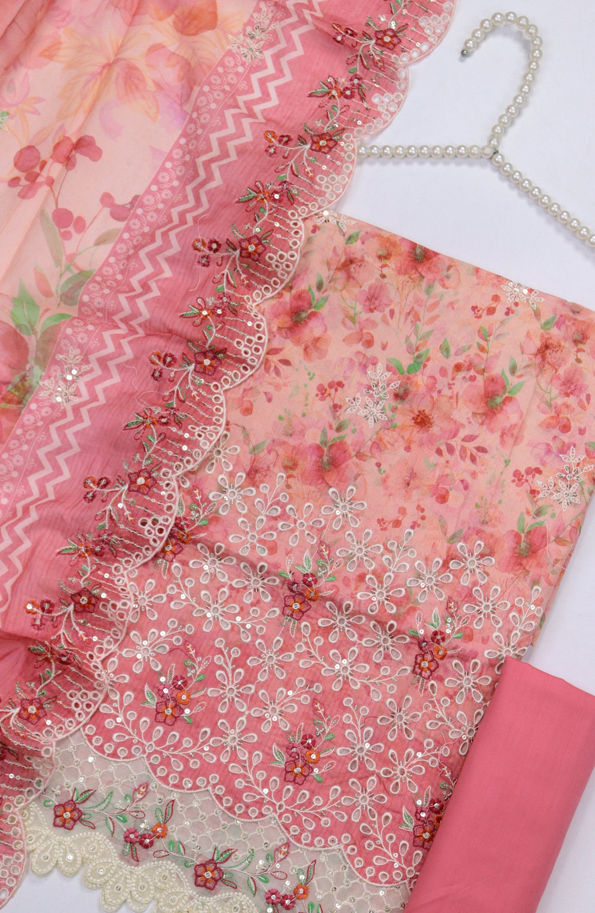 Bin Saeed Embroidered Cotton Unstitched 3 Piece Suit - Design-02 - BS25MDS - Pink - Mid Summer Collection