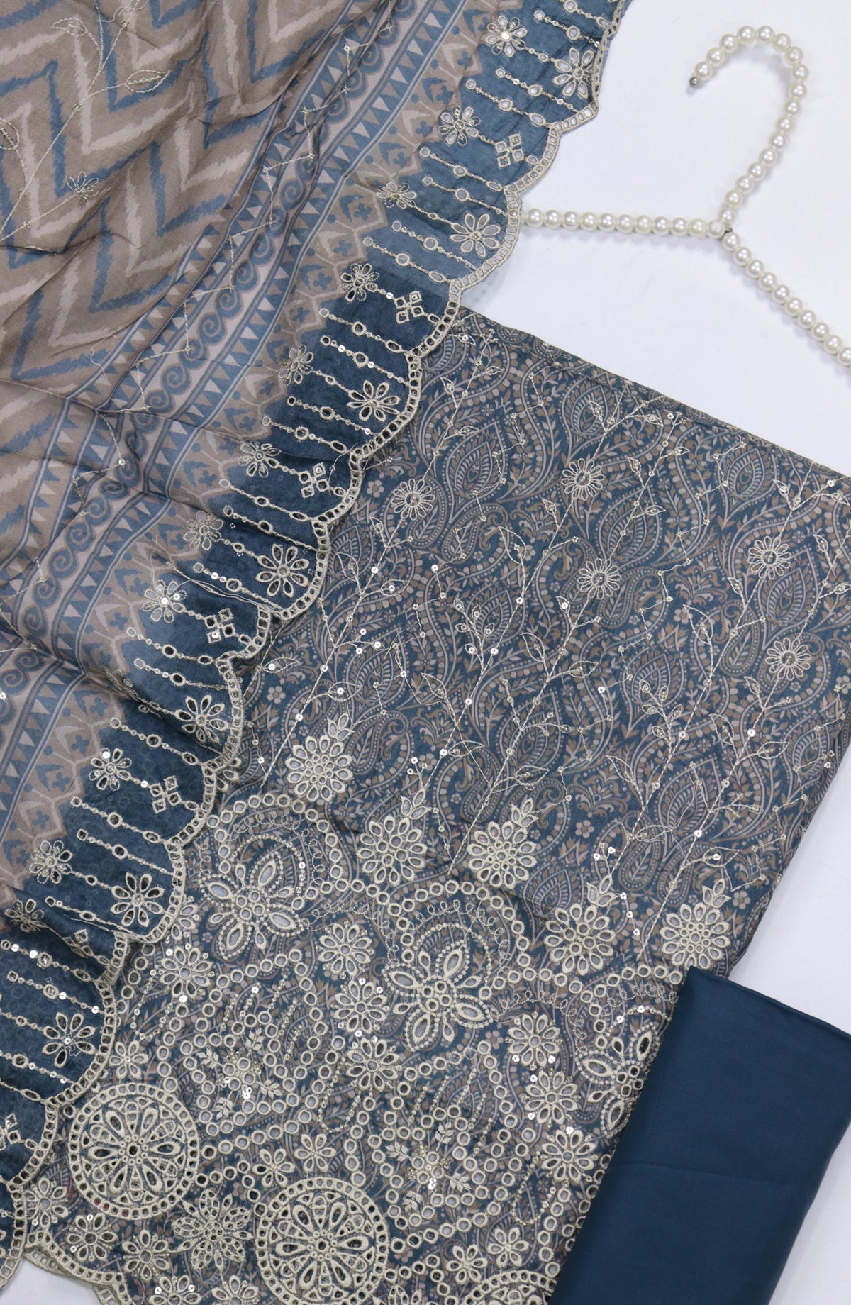 Bin Saeed Embroidered Cotton Unstitched 3 Piece Suit - Design-03 - BS25MDS - Blue - Mid Summer Collection