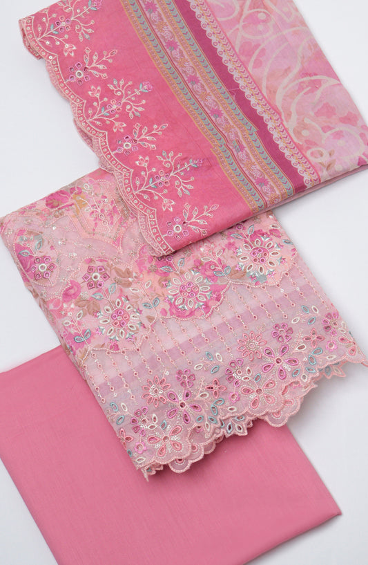 Bin Saeed Embroidered Cambric Unstitched 3 Piece Suit - D-07 - BS26UCB - Pink - Summer Collection