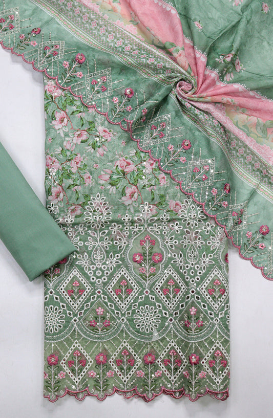 Bin Saeed Embroidered Lawn Unstitched 3 Piece Suit - D-06 - BS26UNE - Green - Summer Collection