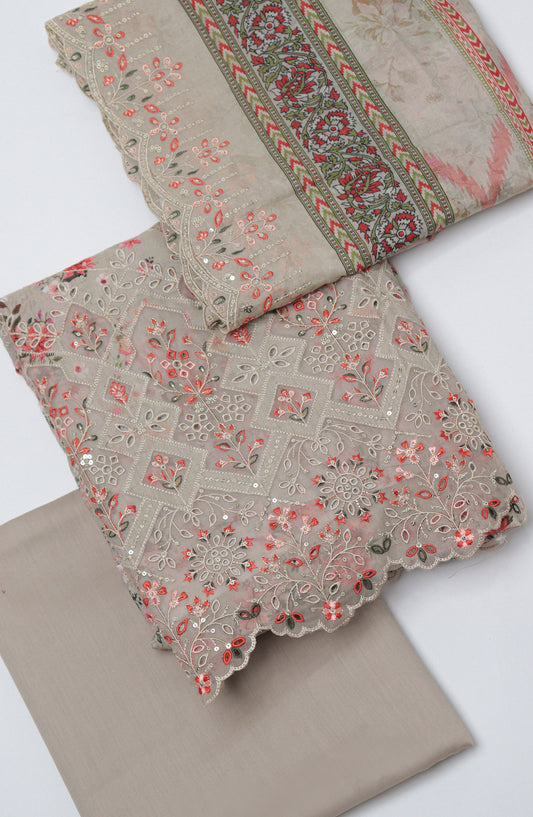 Bin Saeed Embroidered Cambric Unstitched 3 Piece Suit - D-06 - BS26UCB - Grey - Summer Collection