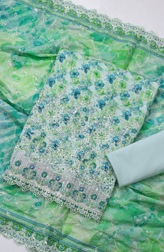 Bin Saeed Embroidered Lawn Unstitched 3 Piece Suit - D-04 - BS26UNE - Green - Summer Collection