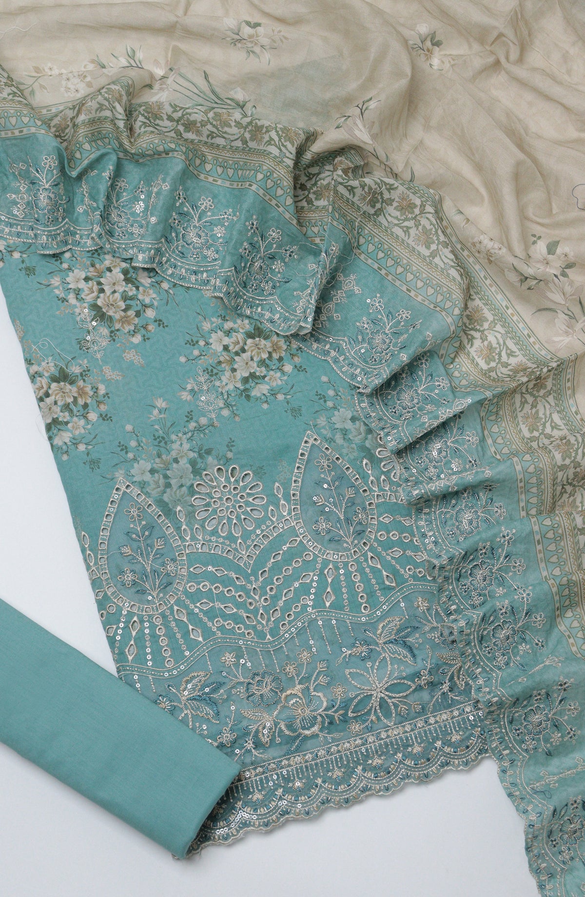 Bin Saeed Embroidered Cambric Unstitched 3 Piece Suit - D-05 - BS26UCB - Blue - Summer Collection
