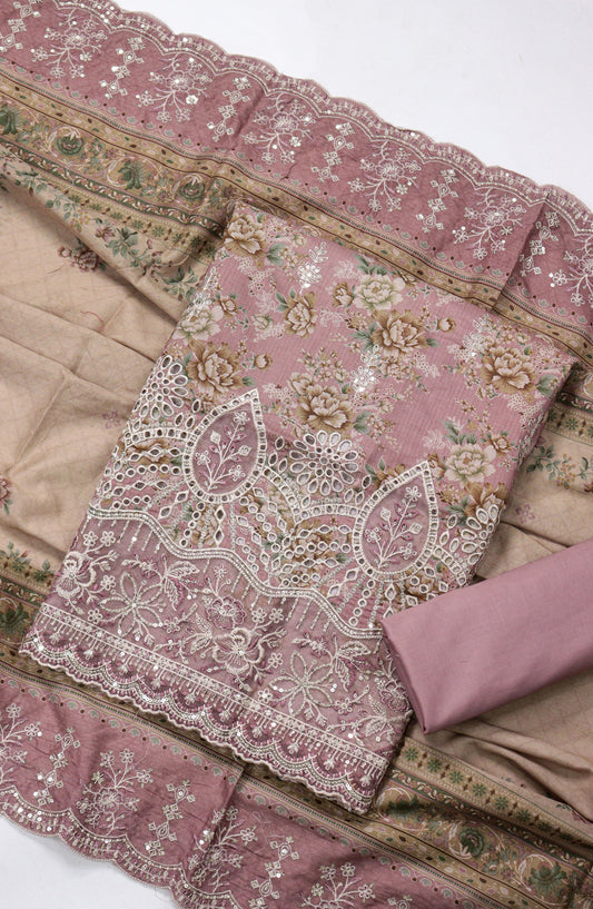Bin Saeed Embroidered Lawn Unstitched 3 Piece Suit - D-03 - BS26UNE - Pink - Summer Collection