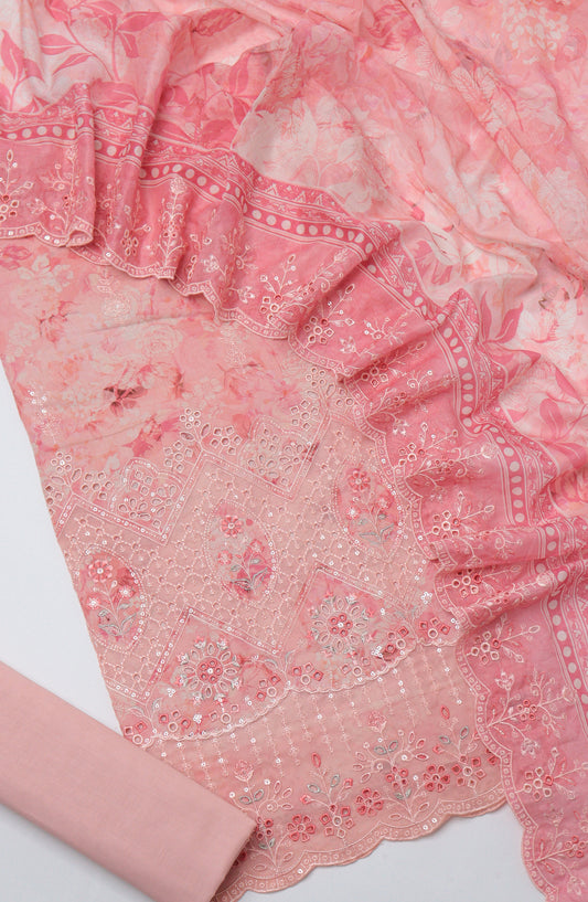 Bin Saeed Embroidered Cambric Unstitched 3 Piece Suit - D-03 - BS26UCB - Pink - Summer Collection