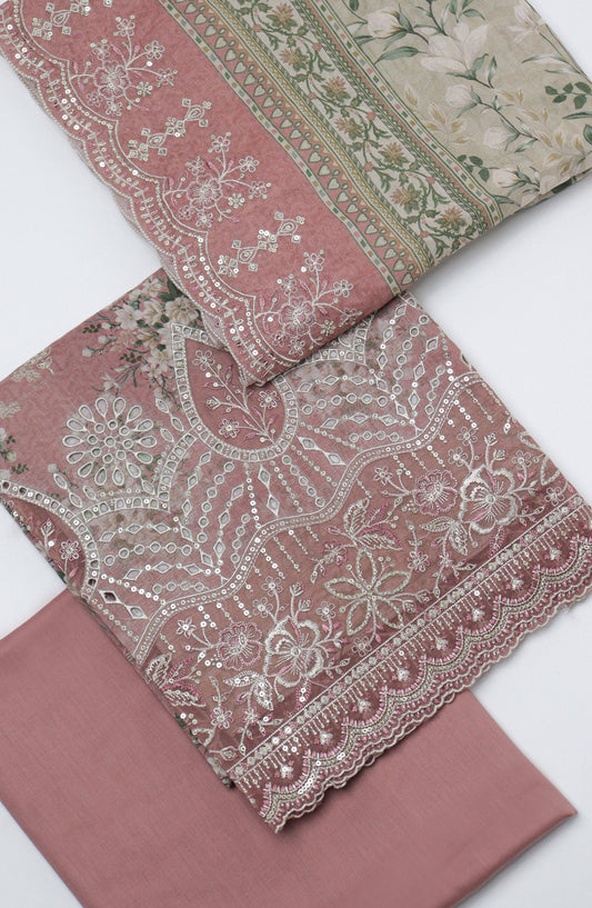 Bin Saeed Embroidered Cambric Unstitched 3 Piece Suit - D-02 - BS26UCB - Pink - Summer Collection