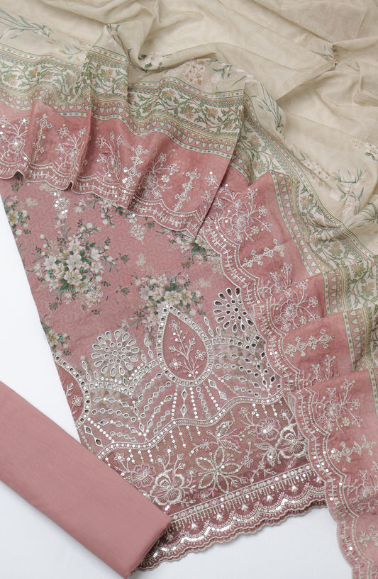 Bin Saeed Embroidered Cambric Unstitched 3 Piece Suit - D-02 - BS26UCB - Pink - Summer Collection