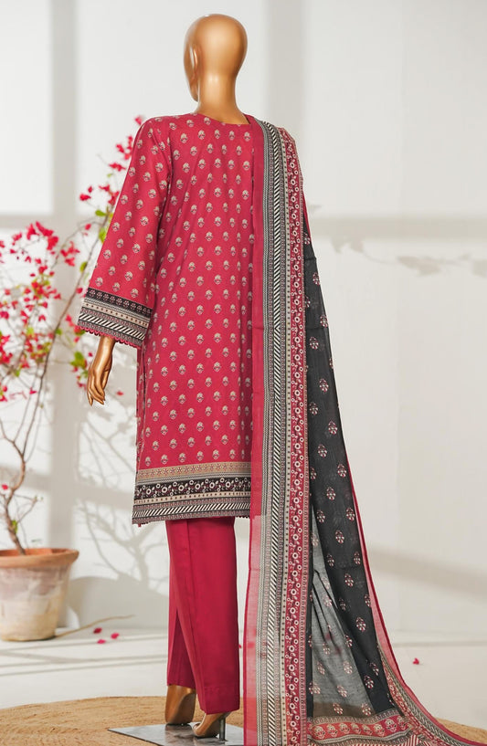 Bin Saeed Exclusive Embroidered Lawn Stitched 3 Piece Suit - D-07 - BS26ROI - Pink - Summer Collection