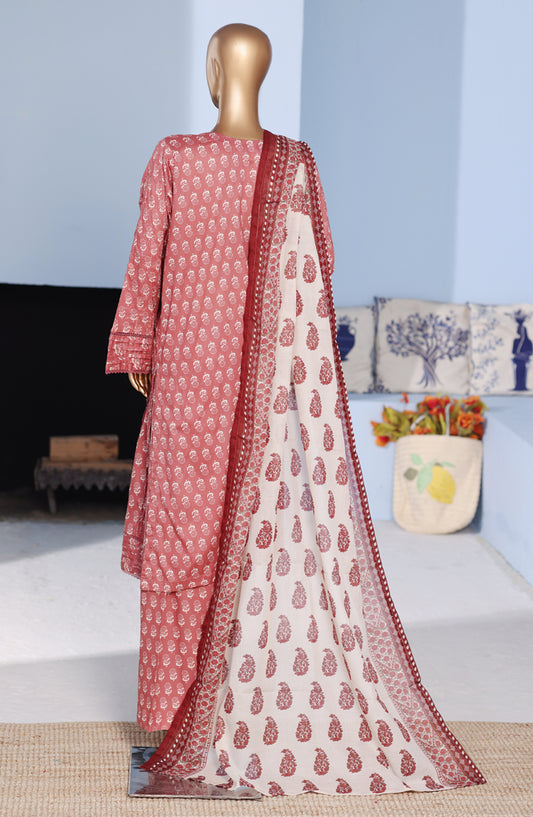 Bin Saeed Exclusive Embroidered Lawn Stitched 3 Piece Suit - D-13 - BS26PNT - Pink - Summer Collection