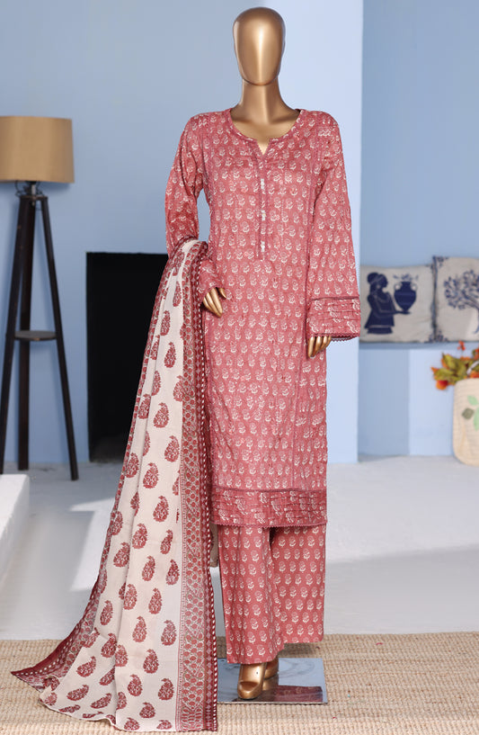 Bin Saeed Exclusive Embroidered Lawn Stitched 3 Piece Suit - D-13 - BS26PNT - Pink - Summer Collection