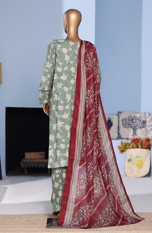 Bin Saeed Exclusive Embroidered Lawn Stitched 3 Piece Suit - D-11 - BS26PNT - Green - Summer Collection