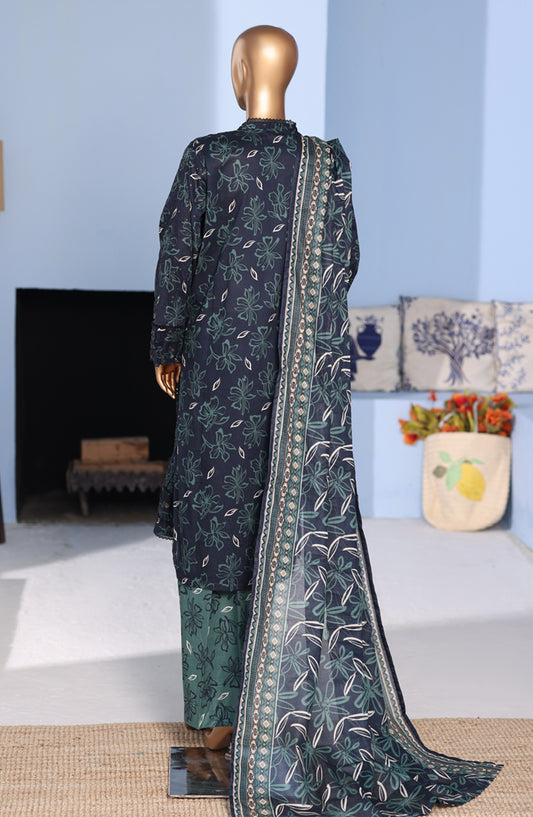Bin Saeed Exclusive Embroidered Lawn Stitched 3 Piece Suit - D-10 - BS26PNT - Teal - Summer Collection