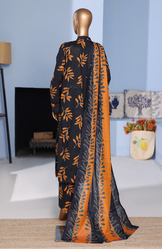 Bin Saeed Exclusive Embroidered Lawn Stitched 3 Piece Suit - D-08 - BS26PNT - Black - Summer Collection