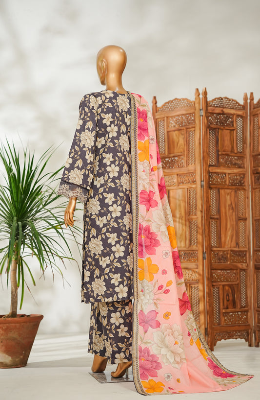 Bin Saeed Embroidered Lawn Stitched 3 Piece Suit - Design-21 - BS26EMB - Black - Summer Collection