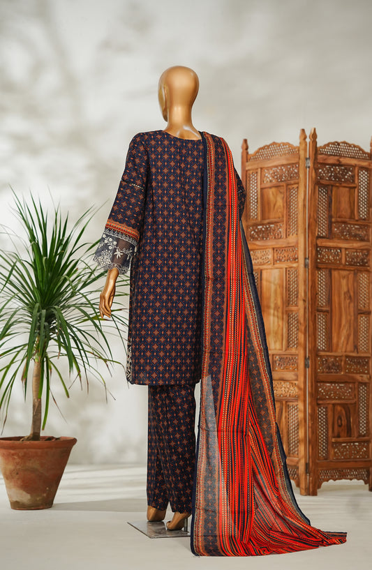 Bin Saeed Embroidered Lawn Stitched 3 Piece Suit - Design-17 - BS26EMB - Black - Summer Collection