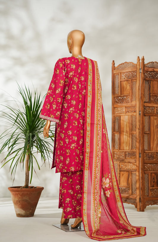Bin Saeed Embroidered Lawn Stitched 3 Piece Suit - Design-16 - BS26EMB - Pink - Summer Collection