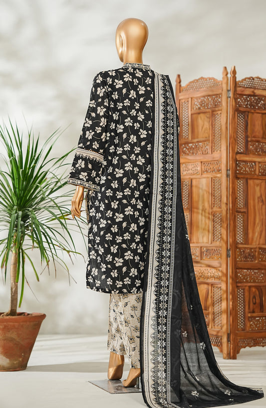 Bin Saeed Embroidered Lawn Stitched 3 Piece Suit - Design-15 - BS26EMB - Black - Summer Collection