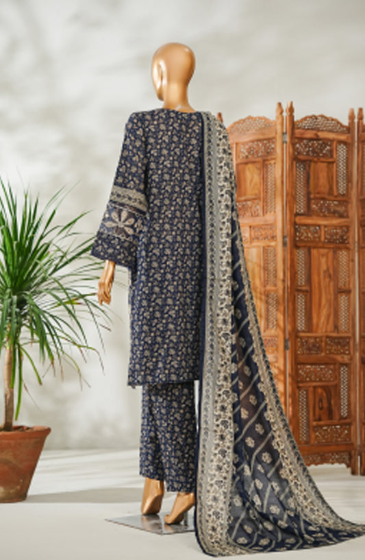 Bin Saeed Embroidered Lawn Stitched 3 Piece Suit - Design-13 - BS26EMB - Blue - Summer Collection