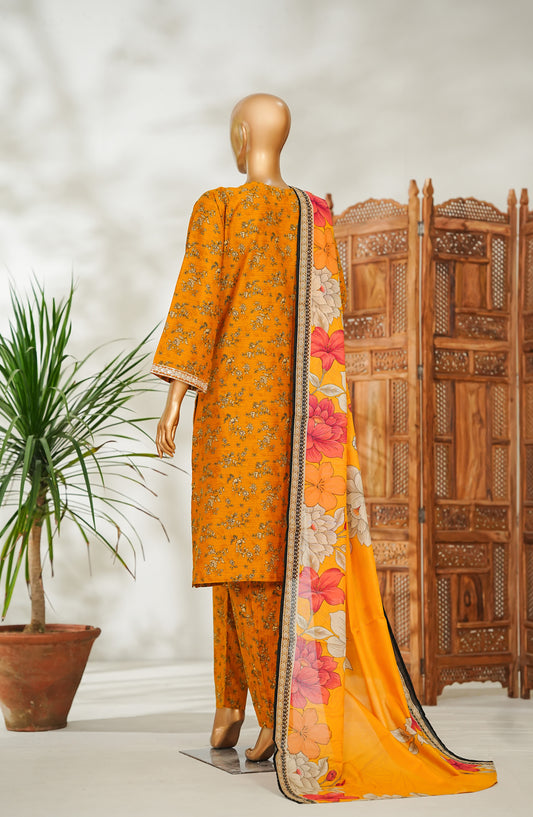 Bin Saeed Embroidered Lawn Stitched 3 Piece Suit - Design-12 - BS26EMB - Yellow - Summer Collection