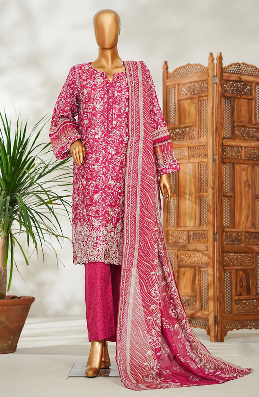 Bin Saeed Embroidered Lawn Stitched 3 Piece Suit - Design-10 - BS26EMB - Pink - Summer Collection