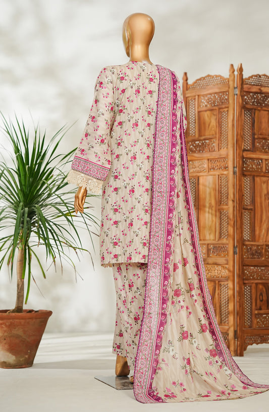 Bin Saeed Embroidered Lawn Stitched 3 Piece Suit - Design-09 - BS26EMB - Cream - Summer Collection