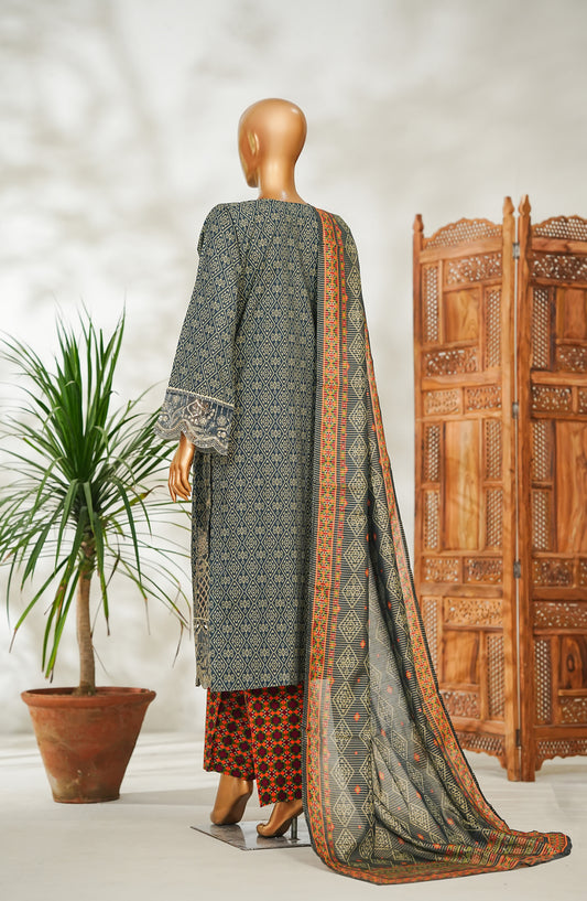 Bin Saeed Embroidered Lawn Stitched 3 Piece Suit - Design-03 - BS26EMB - Black - Summer Collection