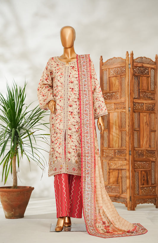 Bin Saeed Embroidered Lawn Stitched 3 Piece Suit - Design-02 - BS26EMB - Fawn - Summer Collection