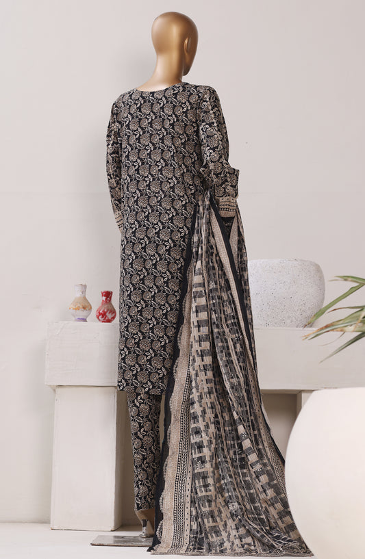 Bin Saeed Exclusive Embroidered Lawn Stitched 3 Piece Suit - Design-02 - BS26CLUZ - Black - Summer Collection