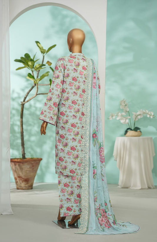 Bin Saeed Printed Lawn Stitched 3 Piece Suit - Design-11 - BS26LRY - Green - Luxury Collection