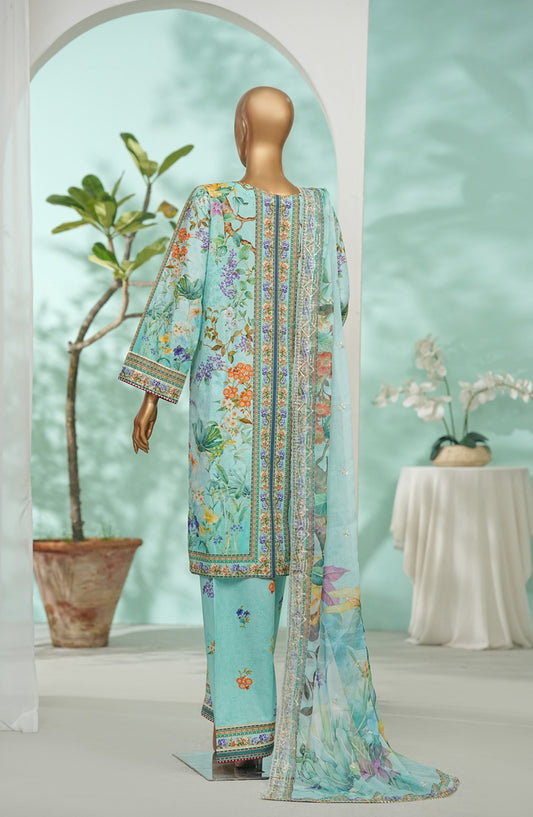 Bin Saeed Printed Lawn Stitched 3 Piece Suit - Design-10 - BS26LRY - Sea Green - Luxury Collection