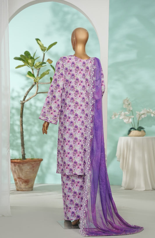 Bin Saeed Printed Lawn Stitched 3 Piece Suit - Design-09 - BS26LRY - Purple - Luxury Collection