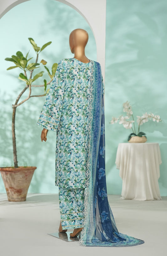 Bin Saeed Printed Lawn Stitched 3 Piece Suit - Design-03 - BS26LRY - Sea Green - Luxury Collection