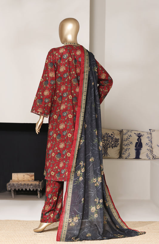 Bin Saeed Exclusive Printed Lawn Stitched 3 Piece Suit - D-09 - BS26SIV - Red - Summer Collection