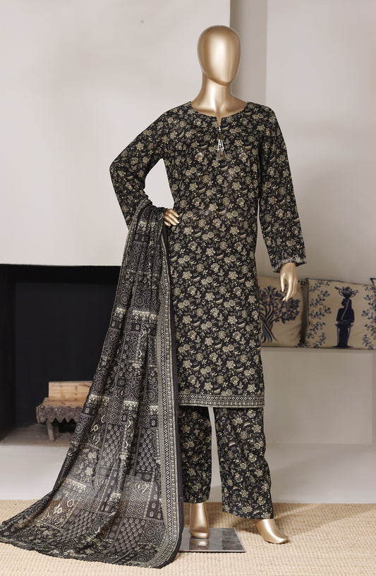 Bin Saeed Exclusive Printed Lawn Stitched 3 Piece Suit - D-08 - BS26SIV - Black - Summer Collection