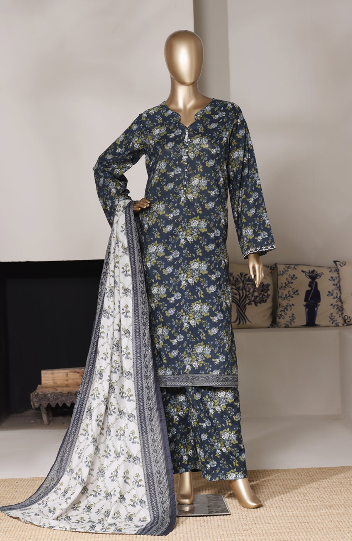 Bin Saeed Exclusive Printed Lawn Stitched 3 Piece Suit - D-06 - BS26SIV - Blue - Summer Collection