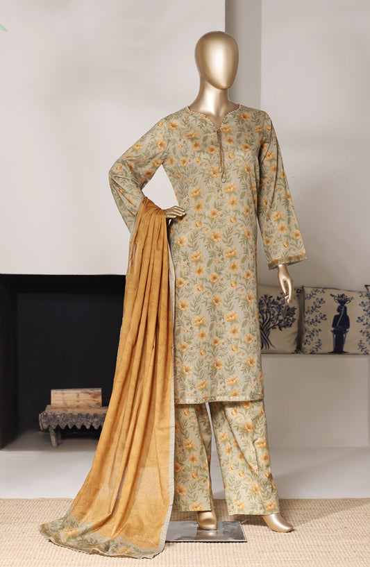 Bin Saeed Exclusive Printed Lawn Stitched 3 Piece Suit - D-02 - BS26SIV - Yellow - Summer Collection