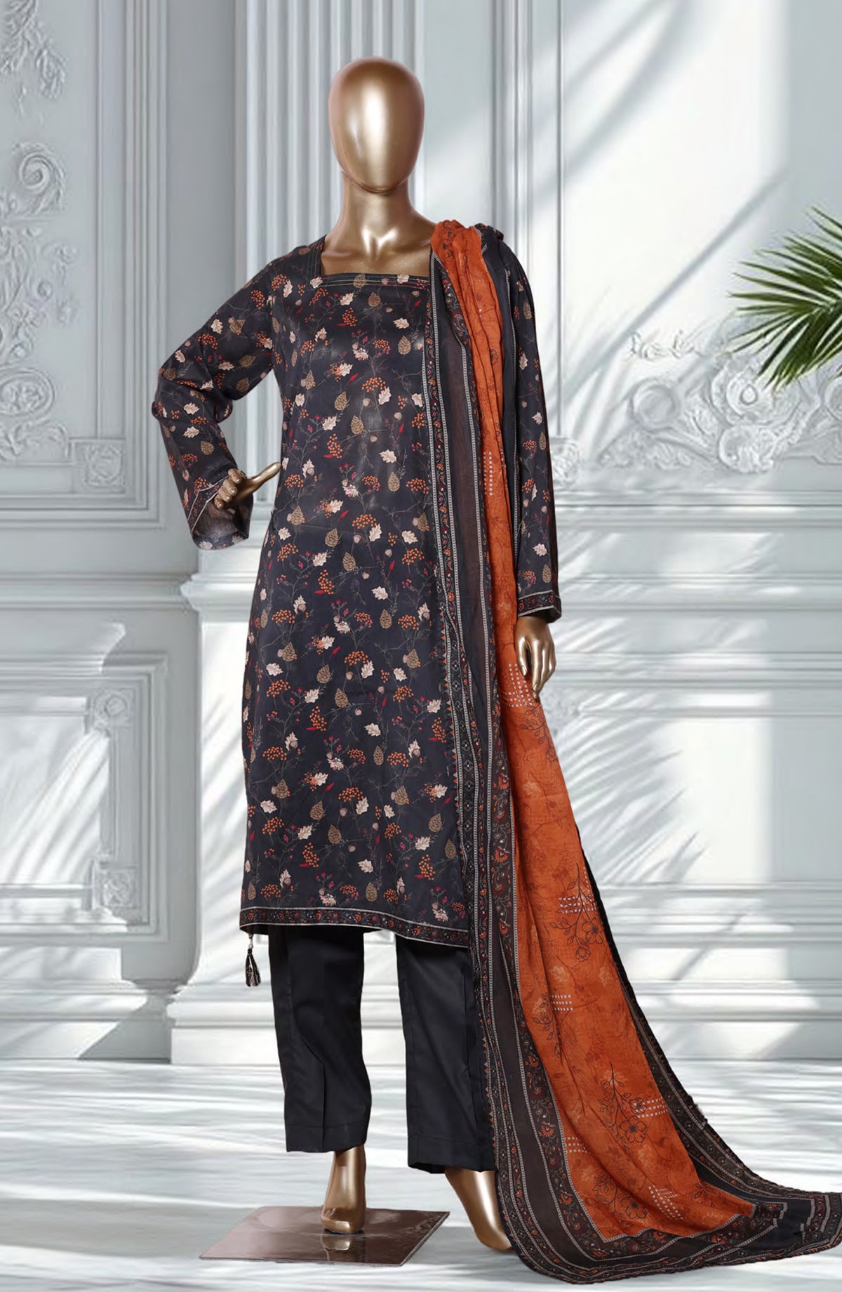 Bin Saeed Exclusive Printed Lawn Stitched 3 Piece Suit - D-49 - BS26EXP - Black - Summer Collection