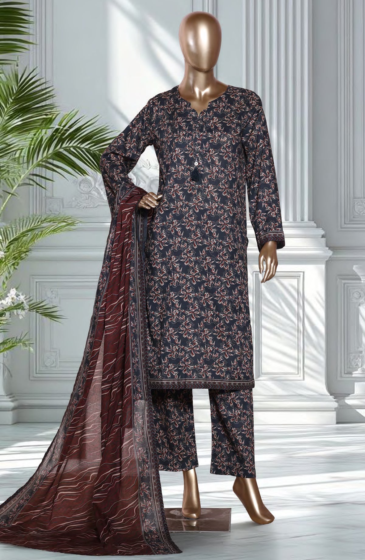 Bin Saeed Exclusive Printed Lawn Stitched 3 Piece Suit - D-47 - BS26EXP - Black - Summer Collection