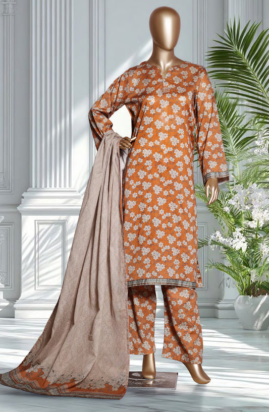 Bin Saeed Exclusive Printed Lawn Stitched 3 Piece Suit - D-41 - BS26EXP - Rust - Summer Collection