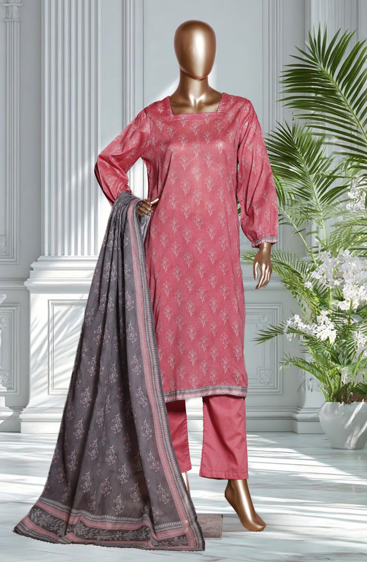 Bin Saeed Exclusive Printed Lawn Stitched 3 Piece Suit - D-40 - BS26EXP - Pink - Summer Collection